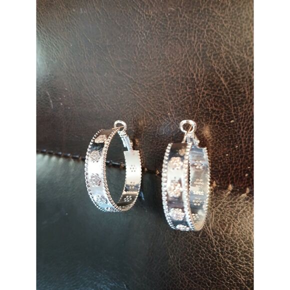 Elegant Silver Hoop Earrings - Picture 9 of 11